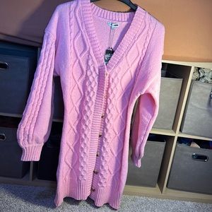 Fitted Pink Button up Cardigan